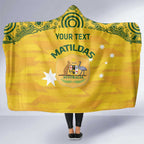 Custom Australia Matildas Hooded Blanket National Color Indigenous Art