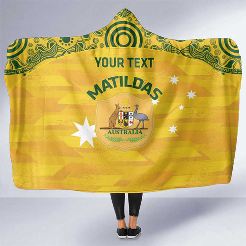 Custom Australia Matildas Hooded Blanket National Color Indigenous Art