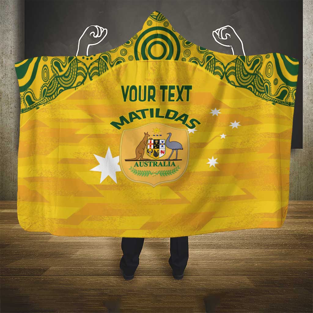 Custom Australia Matildas Hooded Blanket National Color Indigenous Art