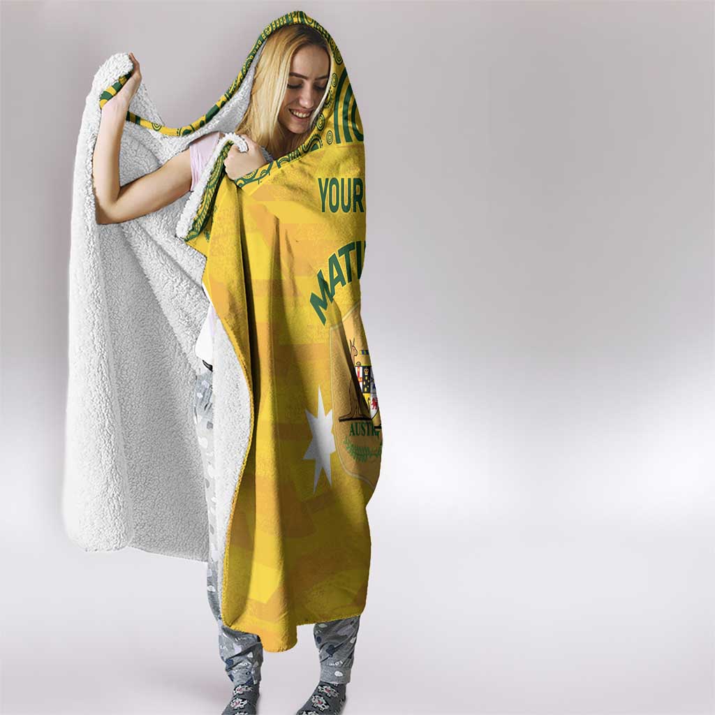 Custom Australia Matildas Hooded Blanket National Color Indigenous Art