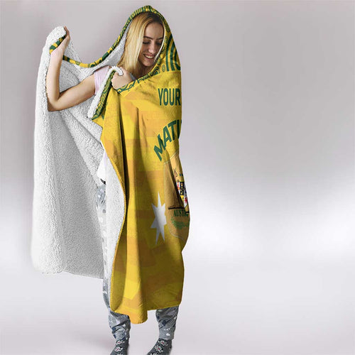 Custom Australia Matildas Hooded Blanket National Color Indigenous Art