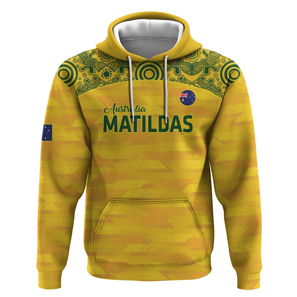 Custom Australia Matildas Hoodie National Color Indigenous Art
