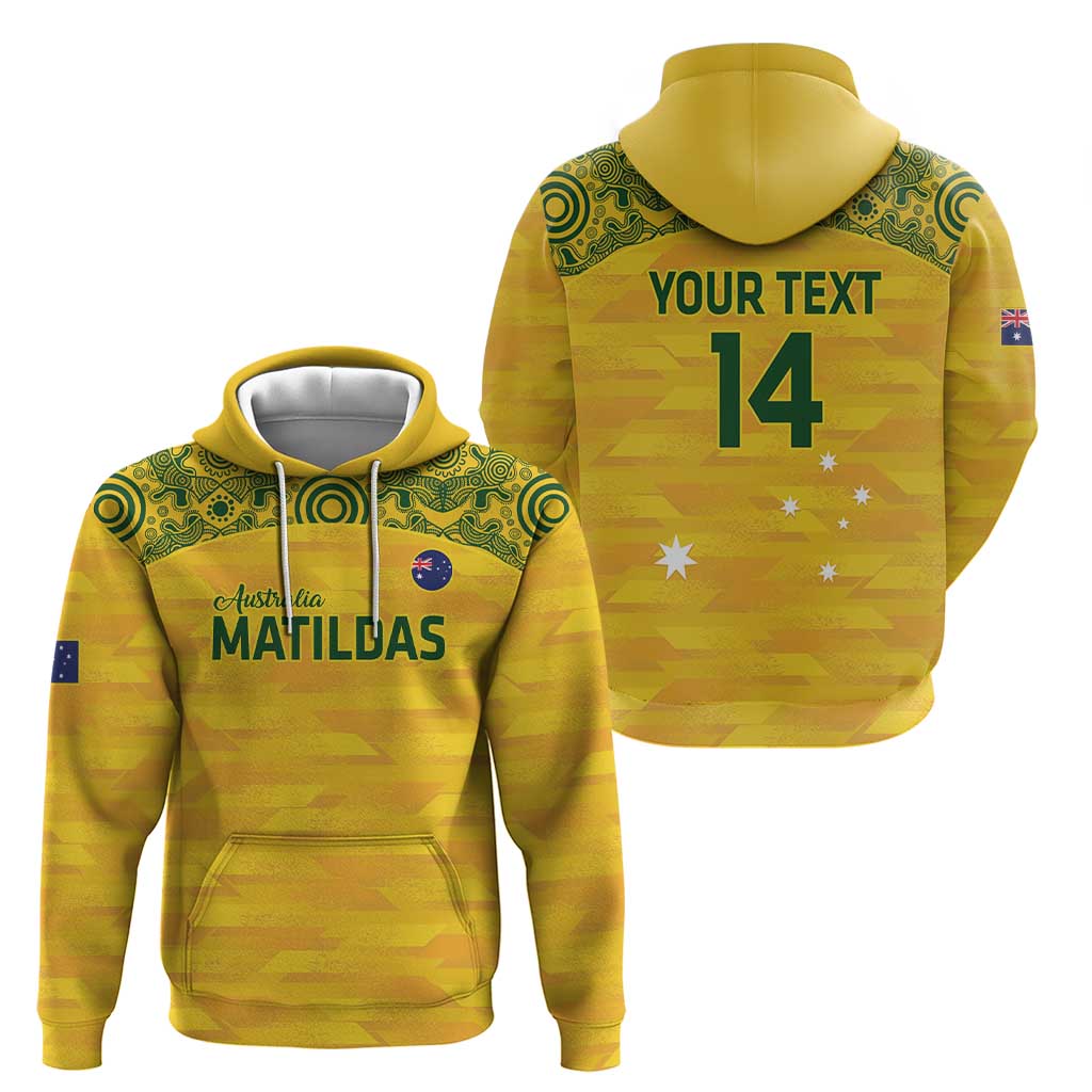 Custom Australia Matildas Hoodie National Color Indigenous Art