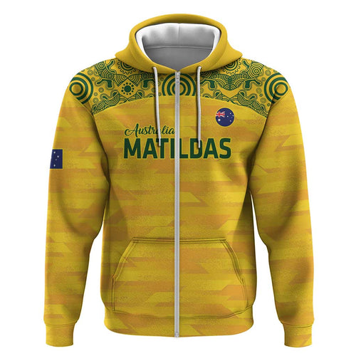 Custom Australia Matildas Hoodie National Color Indigenous Art