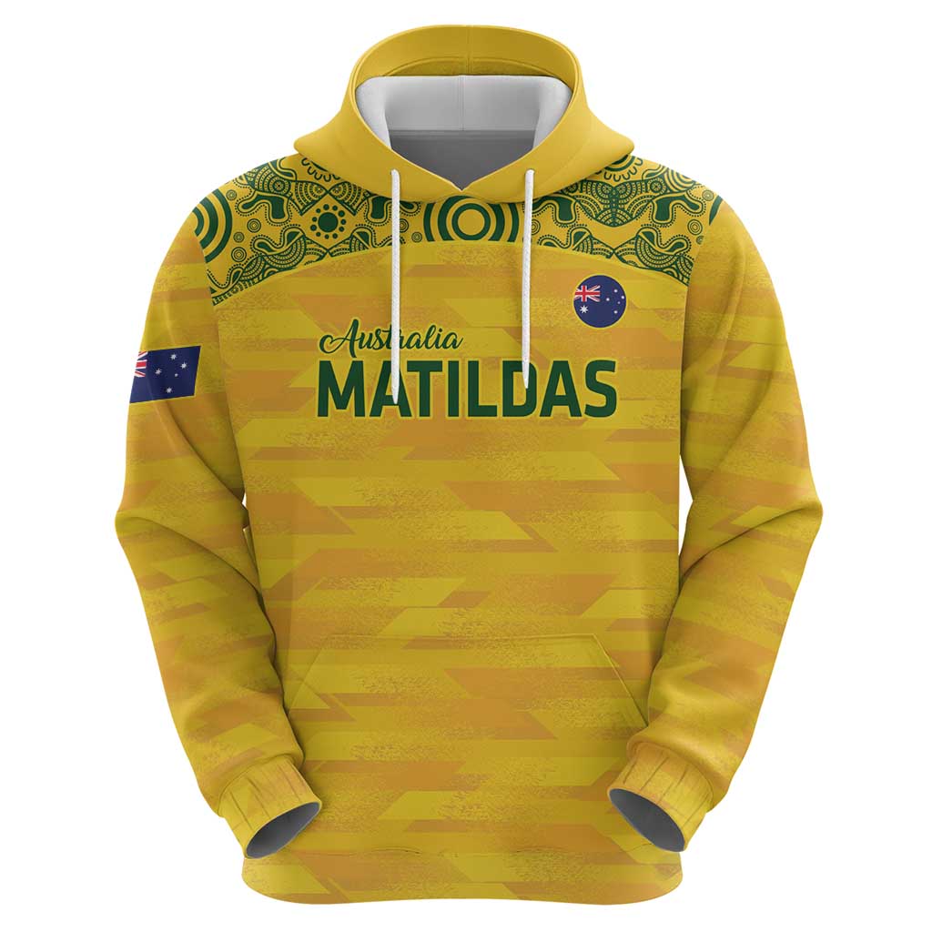 Custom Australia Matildas Hoodie National Color Indigenous Art