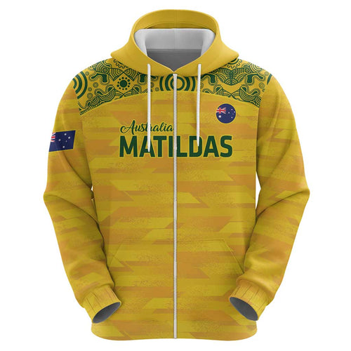 Custom Australia Matildas Hoodie National Color Indigenous Art