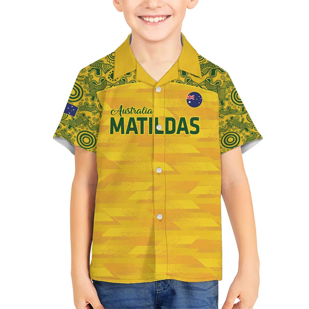 Custom Australia Matildas Kid Hawaiian Shirt National Color Indigenous Art