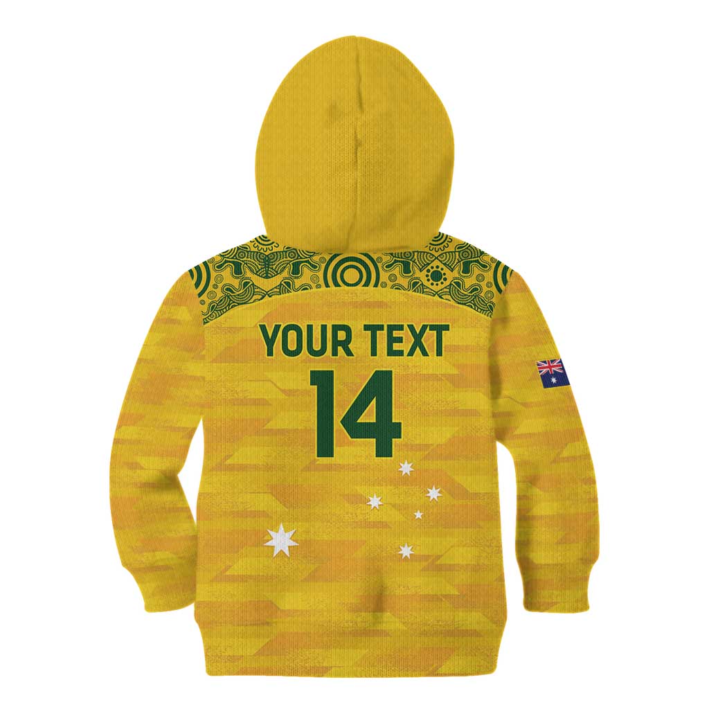 Custom Australia Matildas Kid Hoodie National Color Indigenous Art