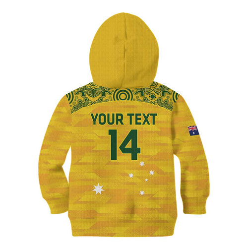 Custom Australia Matildas Kid Hoodie National Color Indigenous Art