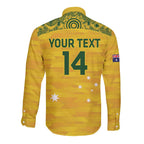Custom Australia Matildas Long Sleeve Button Shirt National Color Indigenous Art