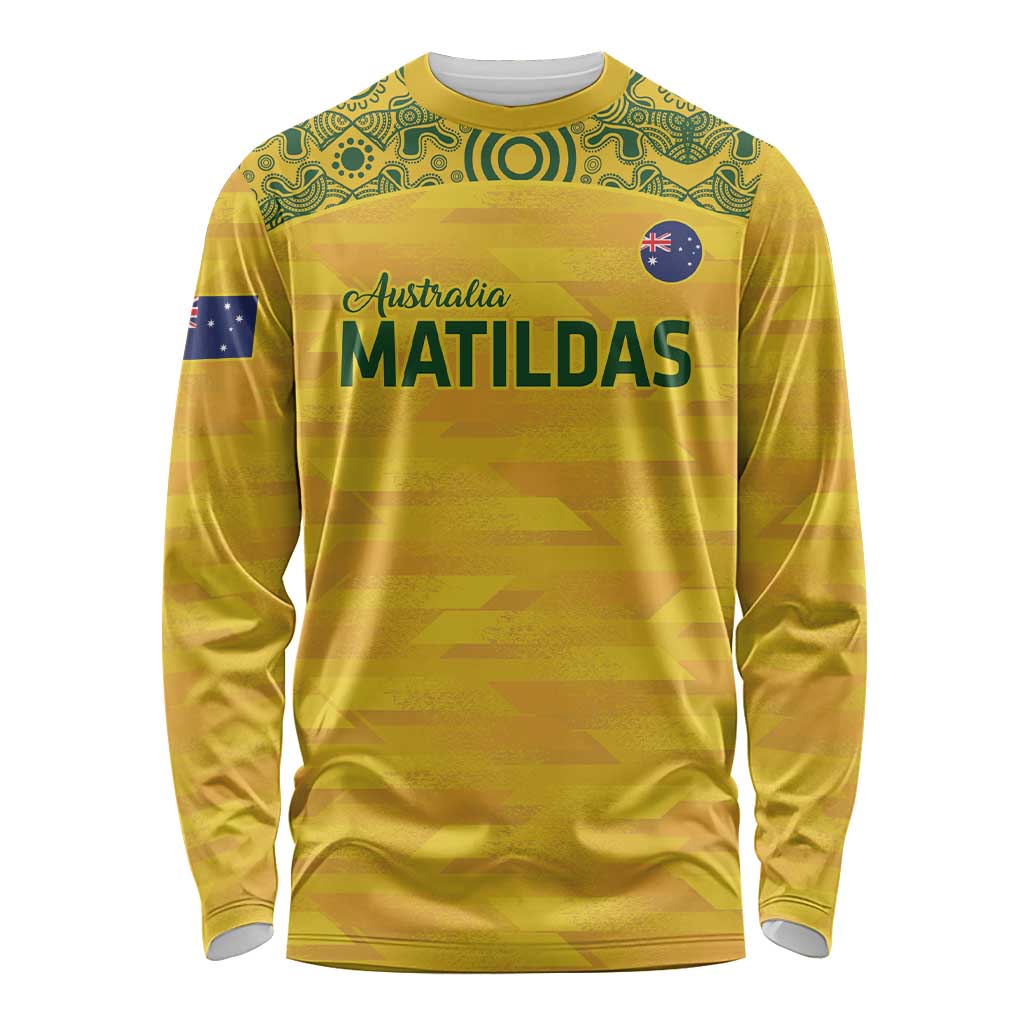 Custom Australia Matildas Long Sleeve Shirt National Color Indigenous Art