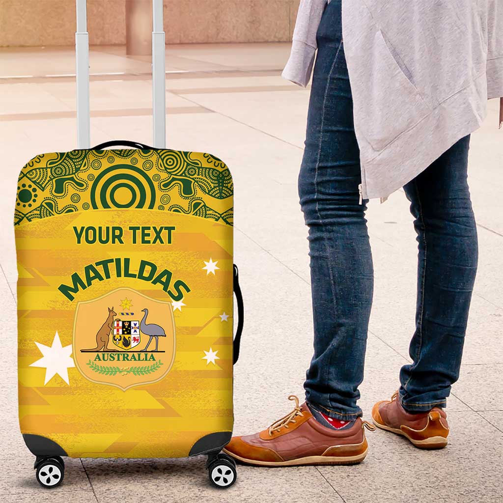 Custom Australia Matildas Luggage Cover National Color Indigenous Art