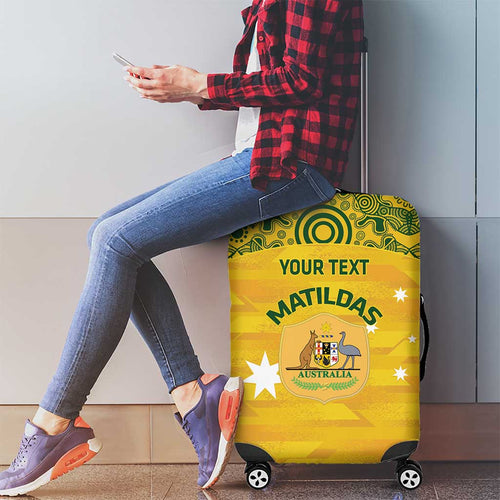 Custom Australia Matildas Luggage Cover National Color Indigenous Art