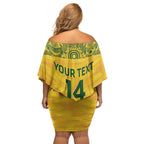 Custom Australia Matildas Off Shoulder Short Dress National Color Indigenous Art