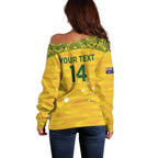 Custom Australia Matildas Off Shoulder Sweater National Color Indigenous Art