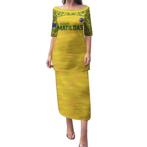 Custom Australia Matildas Puletasi National Color Indigenous Art