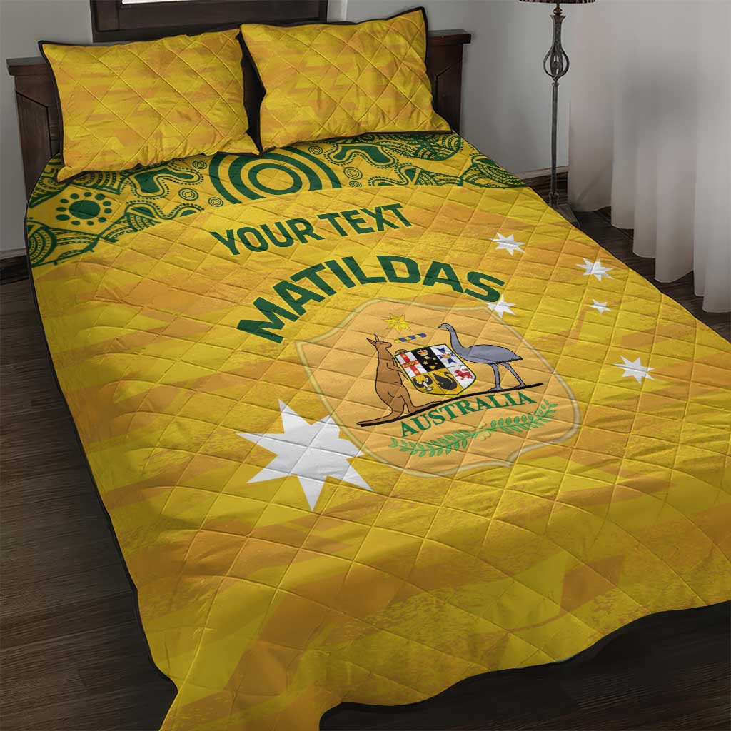 Custom Australia Matildas Quilt Bed Set National Color Indigenous Art
