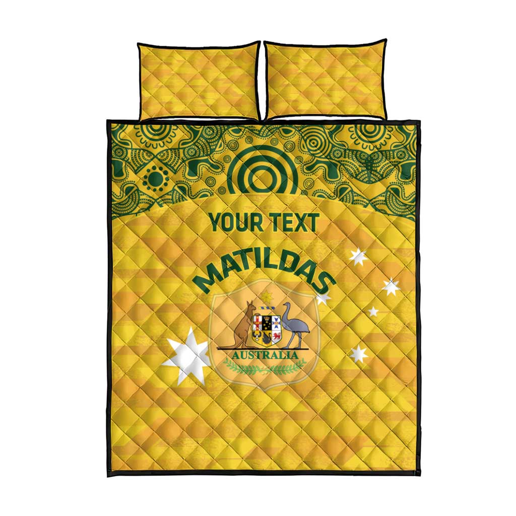 Custom Australia Matildas Quilt Bed Set National Color Indigenous Art
