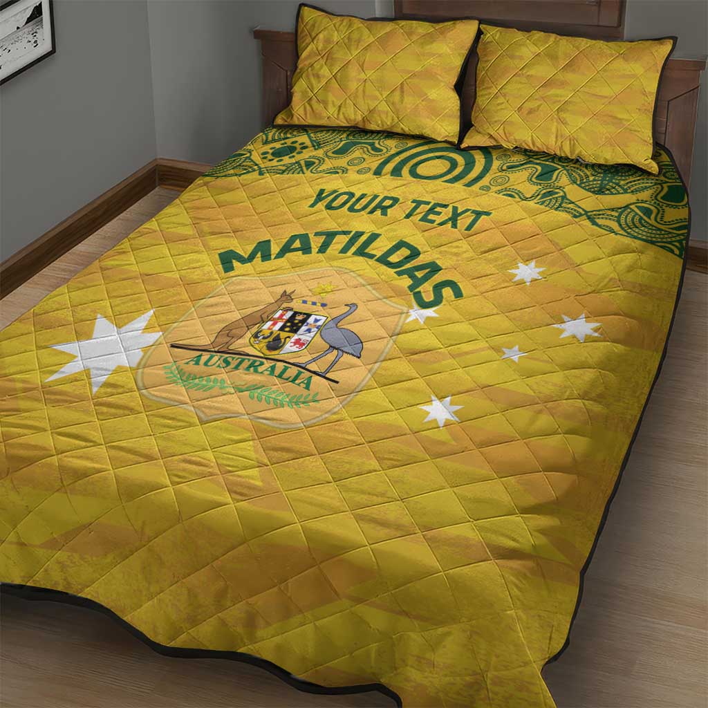 Custom Australia Matildas Quilt Bed Set National Color Indigenous Art