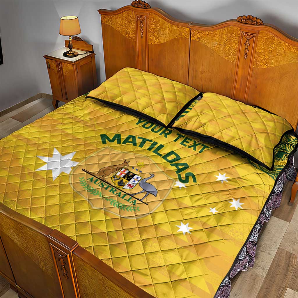 Custom Australia Matildas Quilt Bed Set National Color Indigenous Art