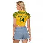 Custom Australia Matildas Raglan Cropped T Shirt National Color Indigenous Art