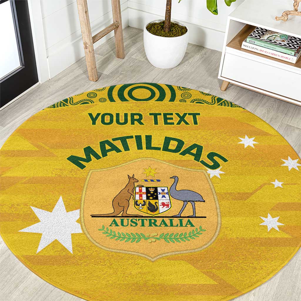 Custom Australia Matildas Round Carpet National Color Indigenous Art