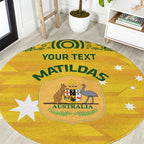 Custom Australia Matildas Round Carpet National Color Indigenous Art
