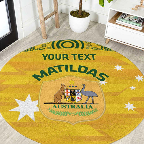 Custom Australia Matildas Round Carpet National Color Indigenous Art