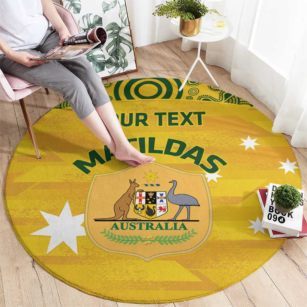 Custom Australia Matildas Round Carpet National Color Indigenous Art