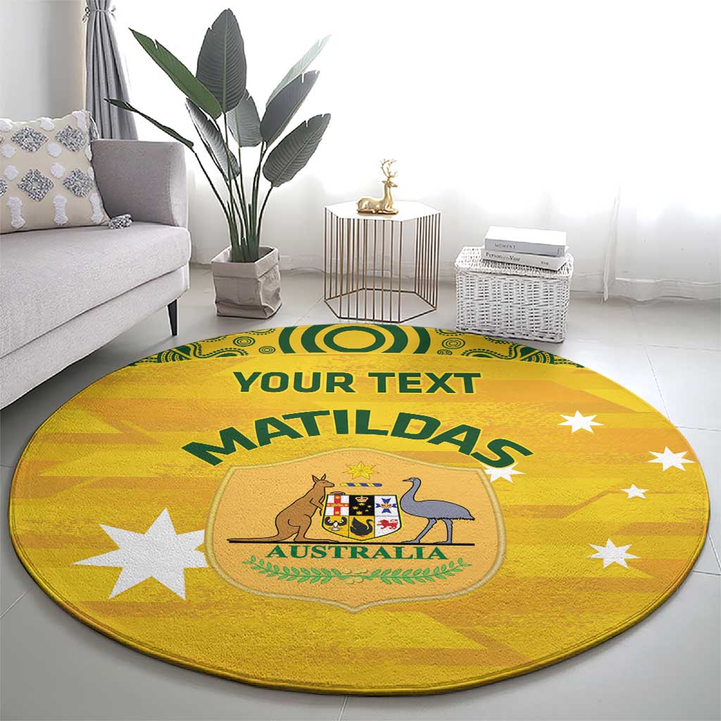 Custom Australia Matildas Round Carpet National Color Indigenous Art