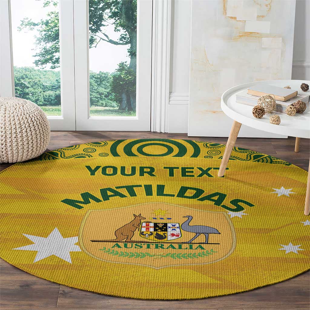 Custom Australia Matildas Round Carpet National Color Indigenous Art