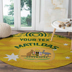Custom Australia Matildas Round Carpet National Color Indigenous Art