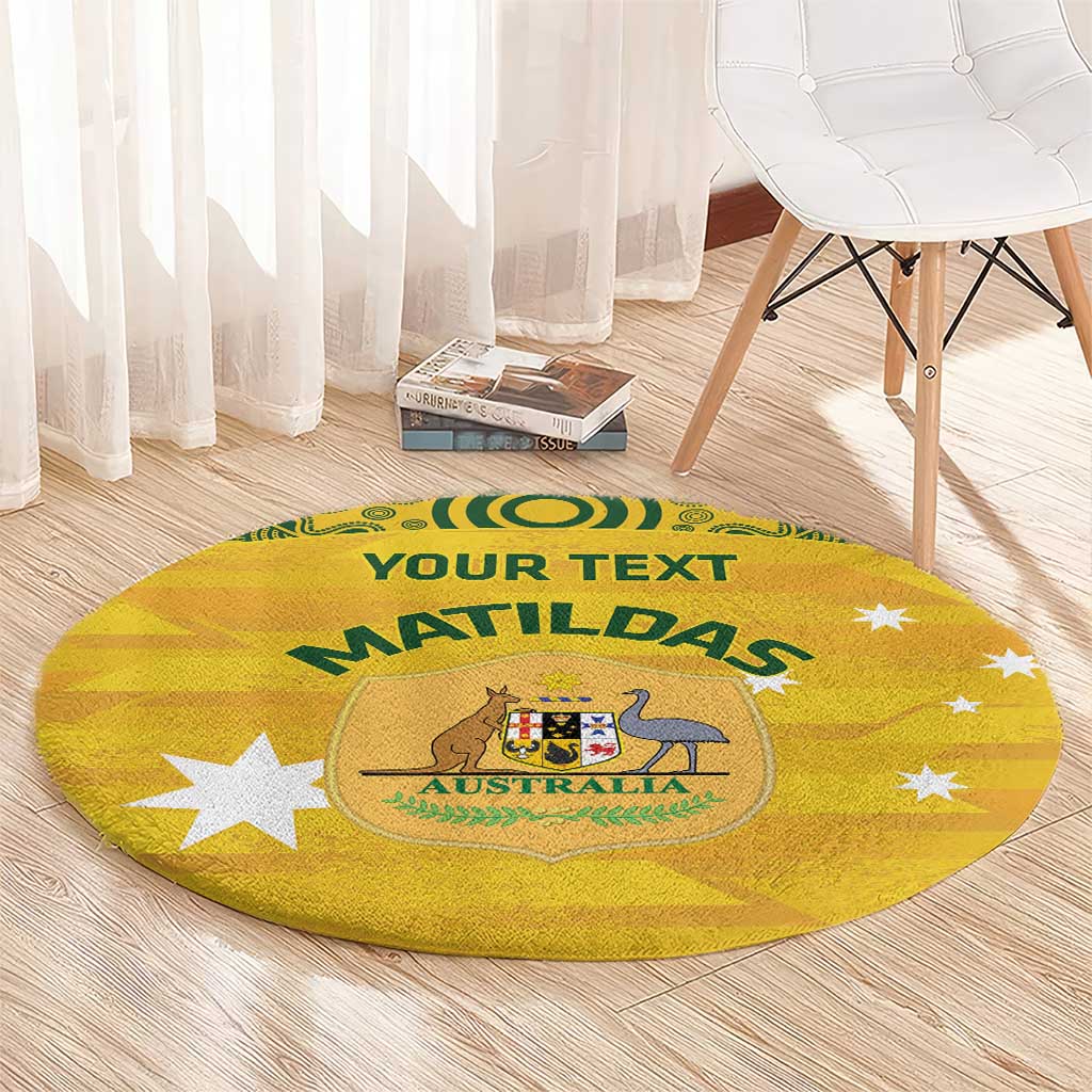 Custom Australia Matildas Round Carpet National Color Indigenous Art
