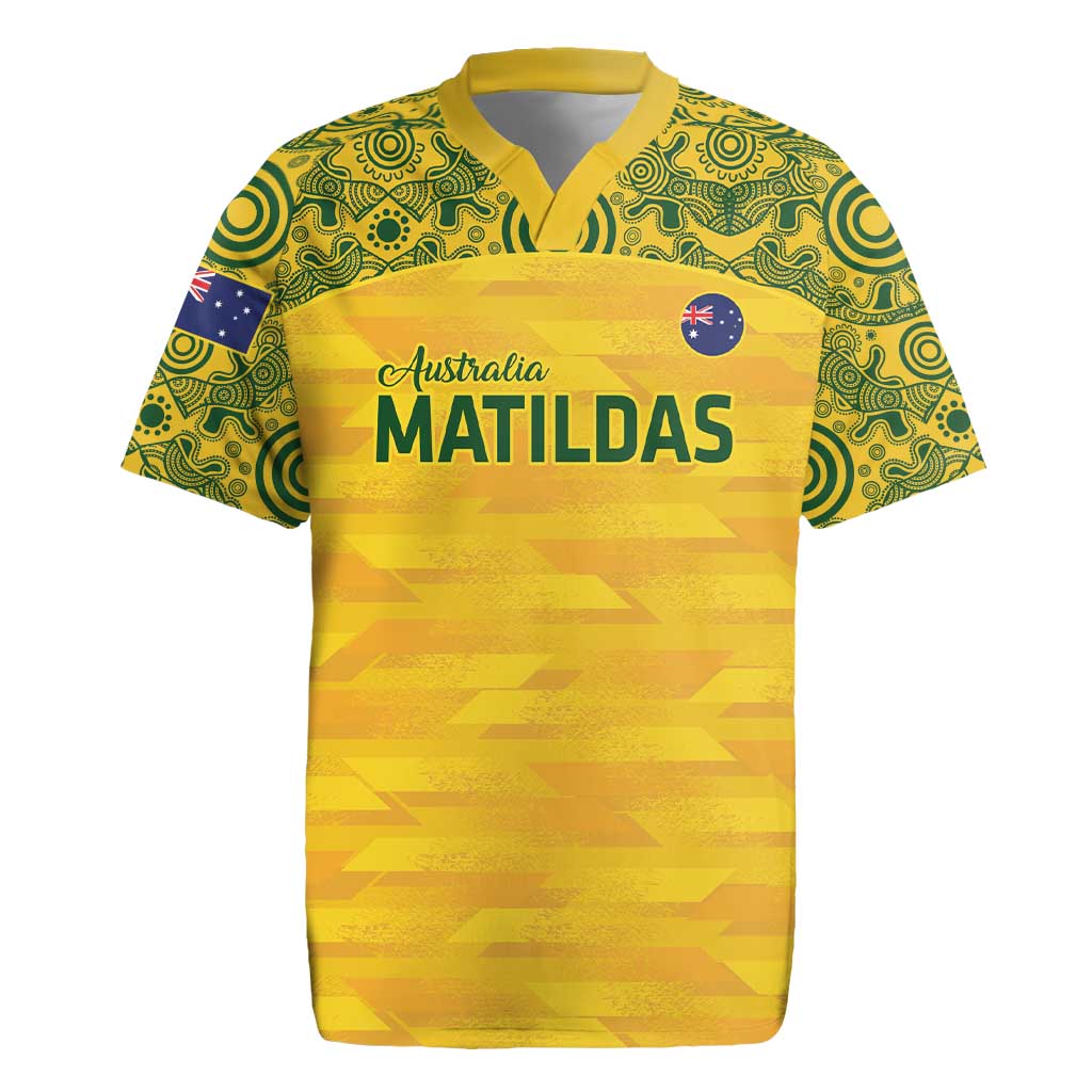 Custom Australia Matildas Rugby Jersey National Color Indigenous Art