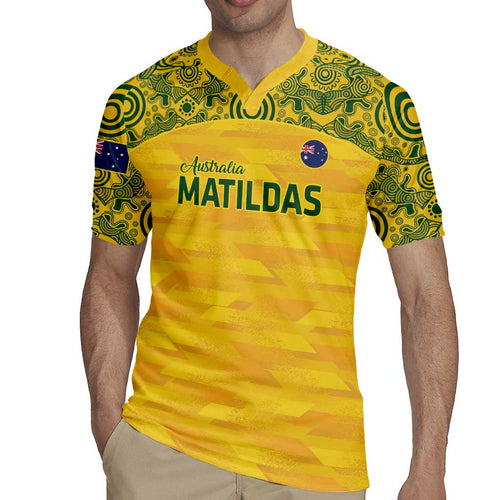 Custom Australia Matildas Rugby Jersey National Color Indigenous Art