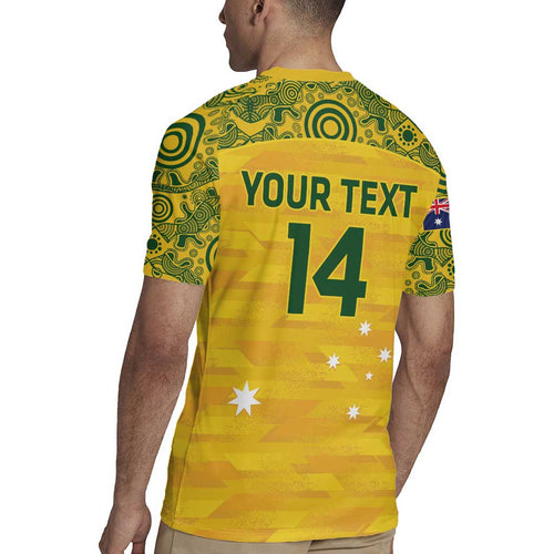 Custom Australia Matildas Rugby Jersey National Color Indigenous Art