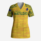 Custom Australia Matildas Scrub Top National Color Indigenous Art - Aussie Hoodie