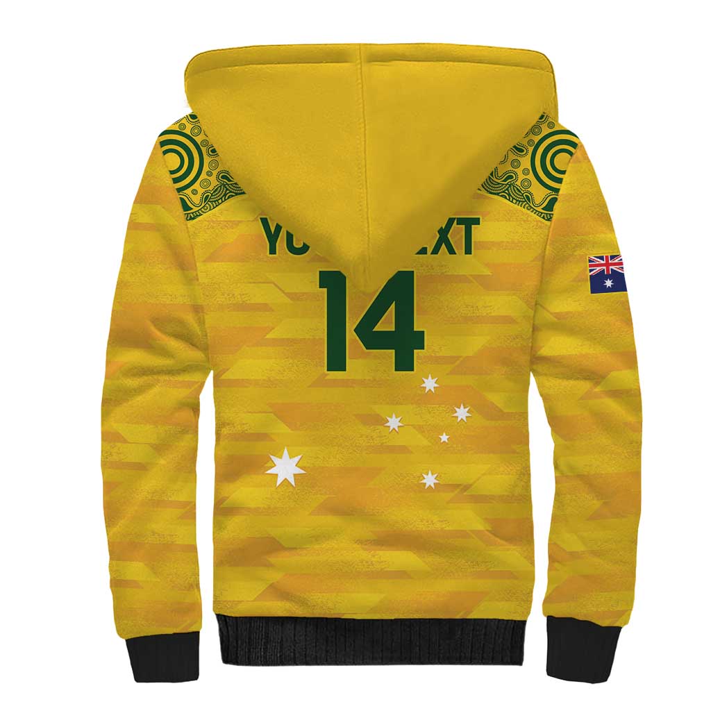 Custom Australia Matildas Sherpa Hoodie National Color Indigenous Art