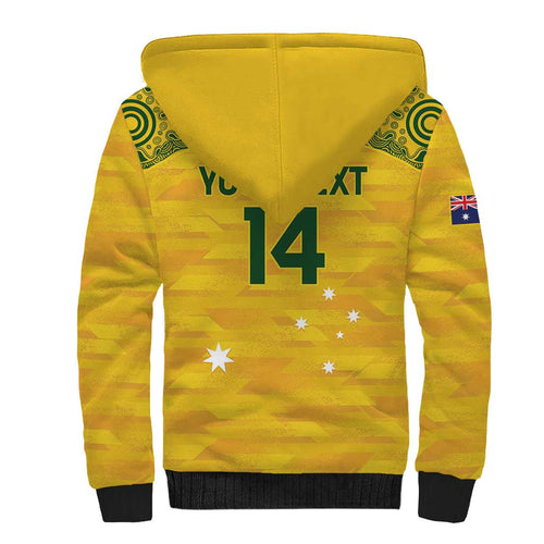 Custom Australia Matildas Sherpa Hoodie National Color Indigenous Art