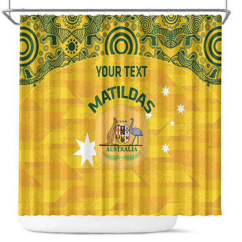 Custom Australia Matildas Shower Curtain National Color Indigenous Art