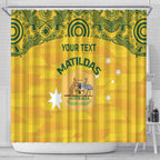 Custom Australia Matildas Shower Curtain National Color Indigenous Art