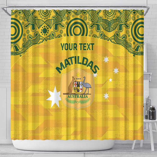Custom Australia Matildas Shower Curtain National Color Indigenous Art