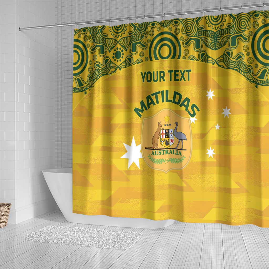 Custom Australia Matildas Shower Curtain National Color Indigenous Art