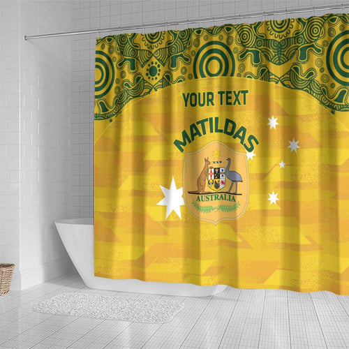Custom Australia Matildas Shower Curtain National Color Indigenous Art
