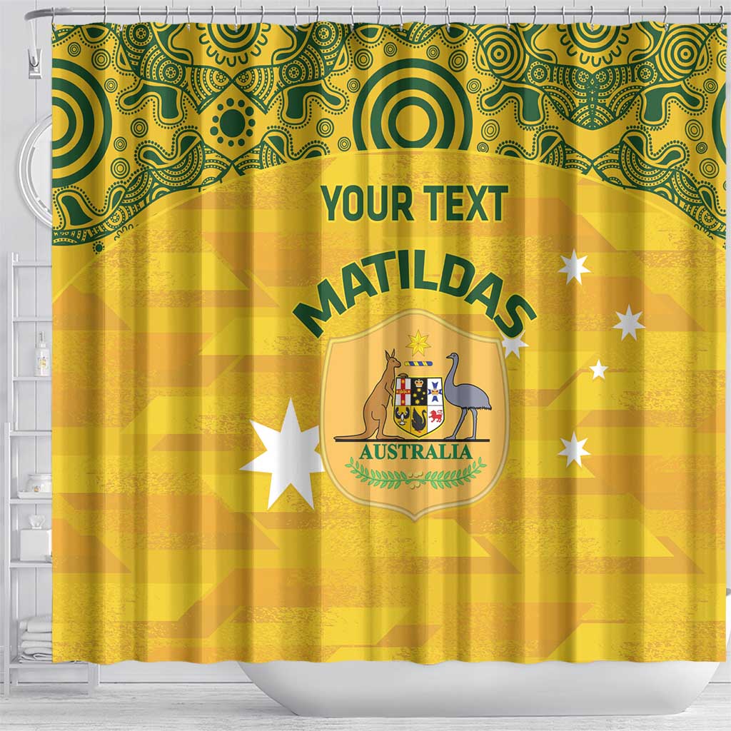 Custom Australia Matildas Shower Curtain National Color Indigenous Art