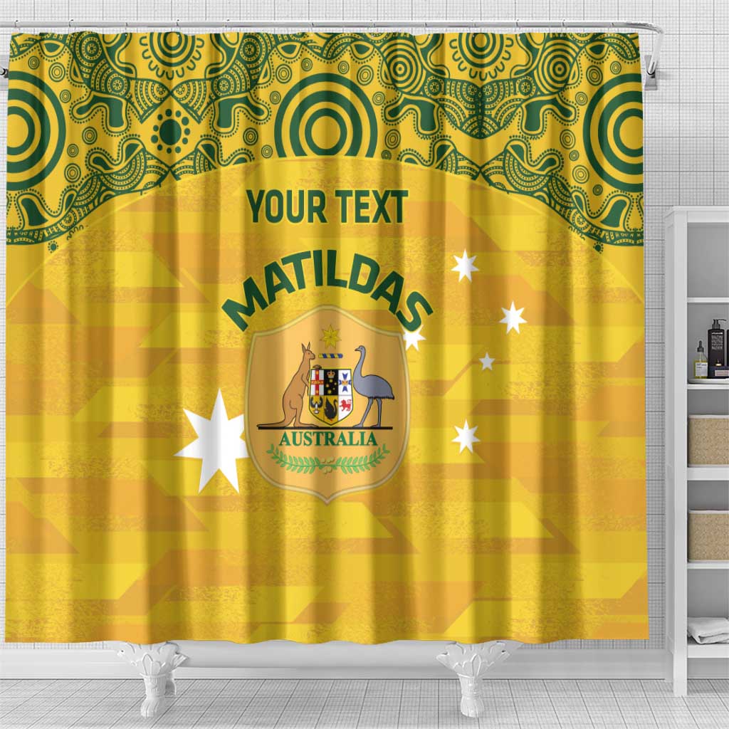 Custom Australia Matildas Shower Curtain National Color Indigenous Art