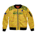 Custom Australia Matildas Sleeve Zip Bomber Jacket National Color Indigenous Art