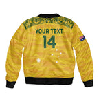 Custom Australia Matildas Sleeve Zip Bomber Jacket National Color Indigenous Art