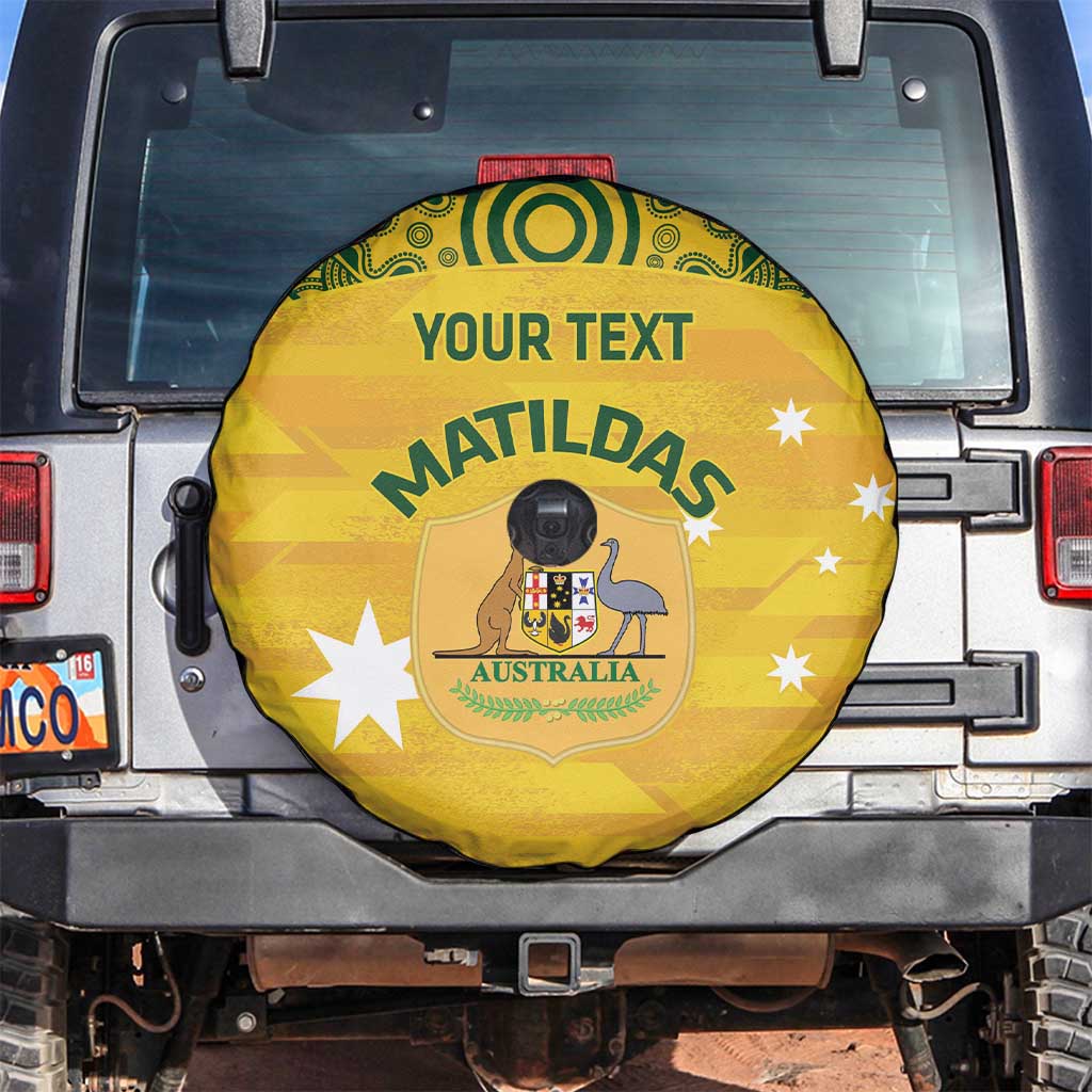 Custom Australia Matildas Spare Tire Cover National Color Indigenous Art