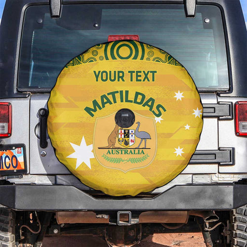 Custom Australia Matildas Spare Tire Cover National Color Indigenous Art